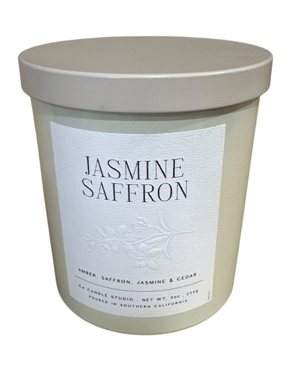 Leoben Company Jasmine Saffron Candle 9oz 1 Wick White Soy Wax Made In USA Decor